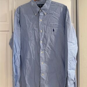 Ralph Lauren Men's Light Blue Checkered Shirt